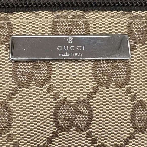 Gucci 07198 Handbag Accessory Pouch GG Canvas Leather Brown Beige Women - Picture 7 of 9